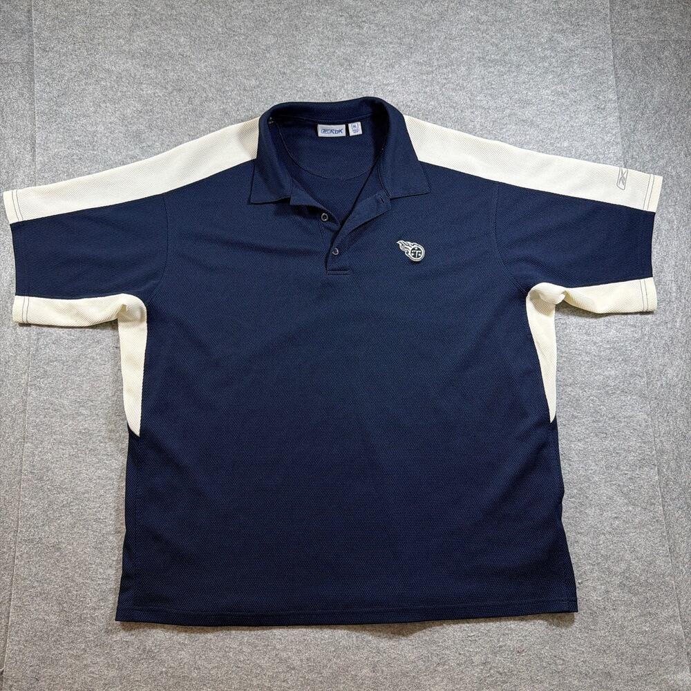 Vintage Y2K Reebok Tennessee Titans Polo Mens XL Navy NFL Breathable Stretch